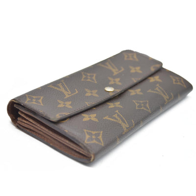 $720 Louis Vuitton Monogram Portefeiulle Sarah Long Bifold Wallet Brown CA0049