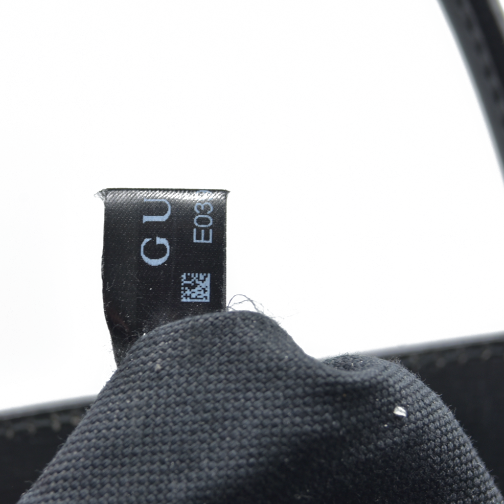 $2150 GUCCI GG Supreme Monogram Textured Dollar Calfskin Medium Retro Interlocking G Tote Bag in Black