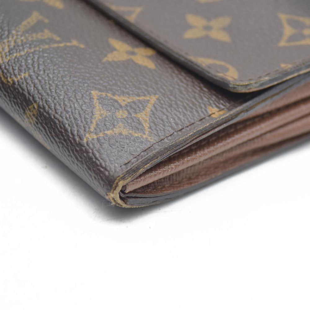 $720 Louis Vuitton Monogram Portefeiulle Sarah Long Bifold Wallet Brown CA0049