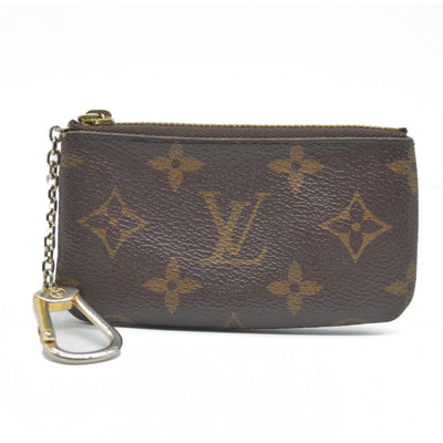 AUCTION $345 Louis Vuitton Monogram Pochette Cles Wallet Coin Purse Brown