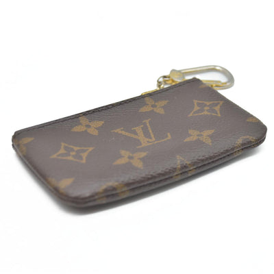 AUCTION $345 Louis Vuitton Monogram Pochette Cles Wallet Coin Purse Brown