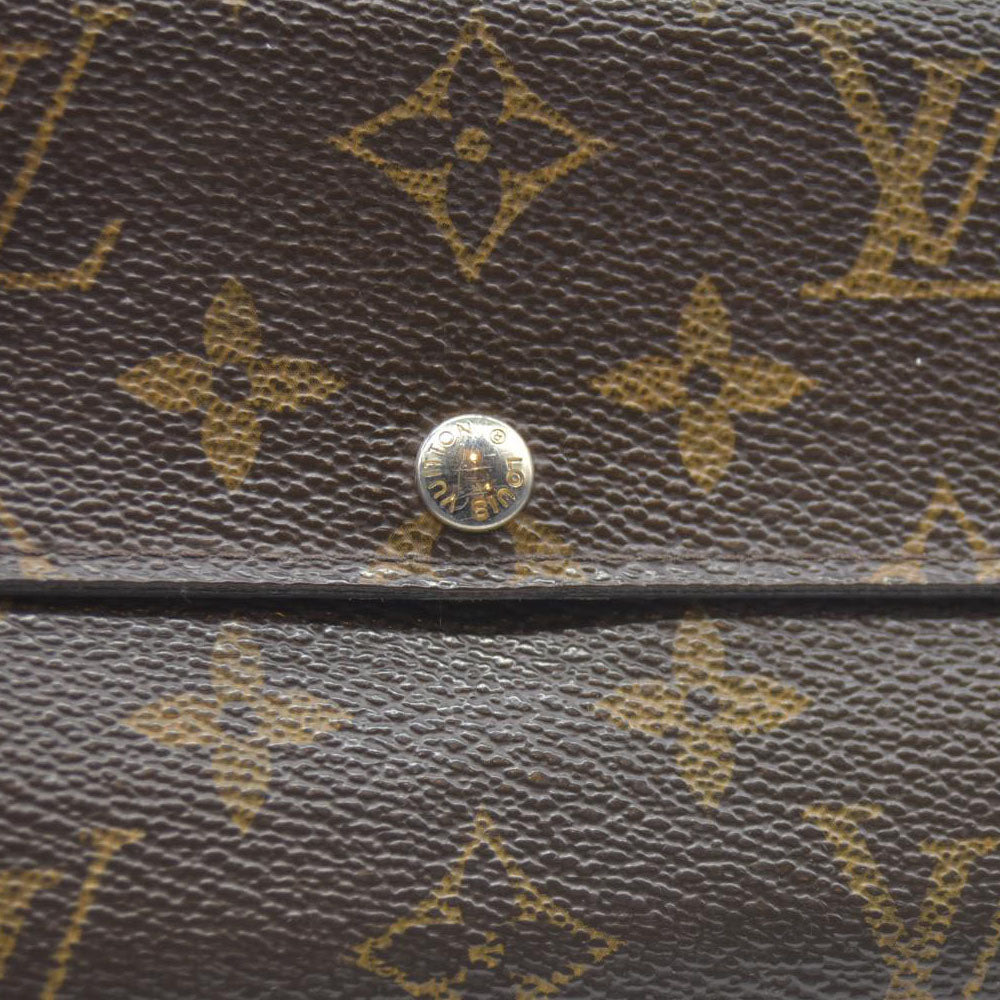 $720 Louis Vuitton Monogram Portefeiulle Sarah Long Bifold Wallet Brown CA0049