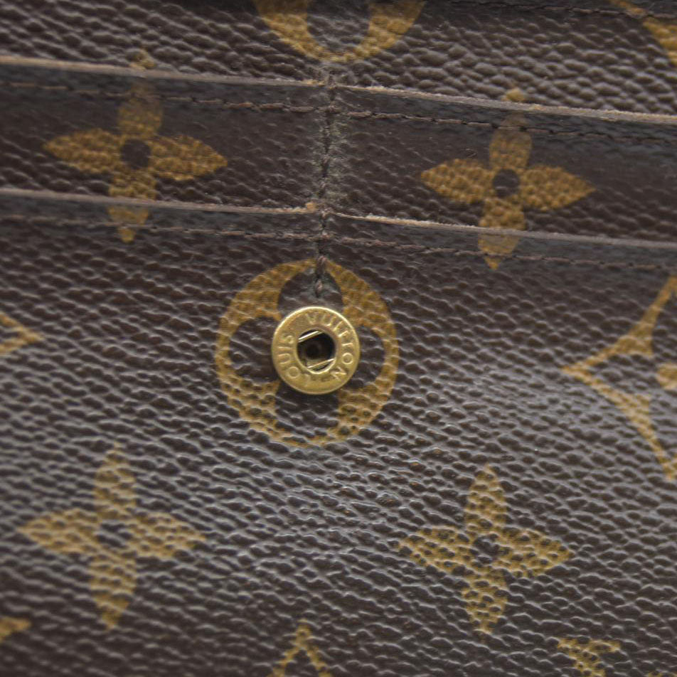 $720 Louis Vuitton Monogram Portefeiulle Sarah Long Bifold Wallet Brown CA0049