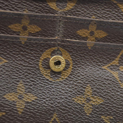 $720 Louis Vuitton Monogram Portefeiulle Sarah Long Bifold Wallet Brown CA0049
