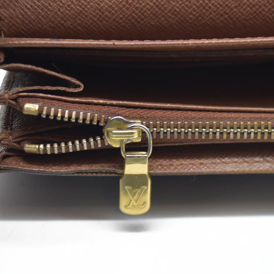 $720 Louis Vuitton Monogram Portefeiulle Sarah Long Bifold Wallet Brown CA0049