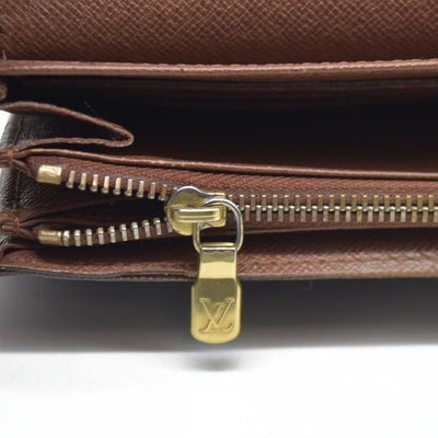 $720 Louis Vuitton Monogram Portefeiulle Sarah Long Bifold Wallet Brown CA0049