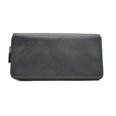 $1070 Prada Black Saffiano Leather Travel Zip Around Wallet CONSIGNMENT