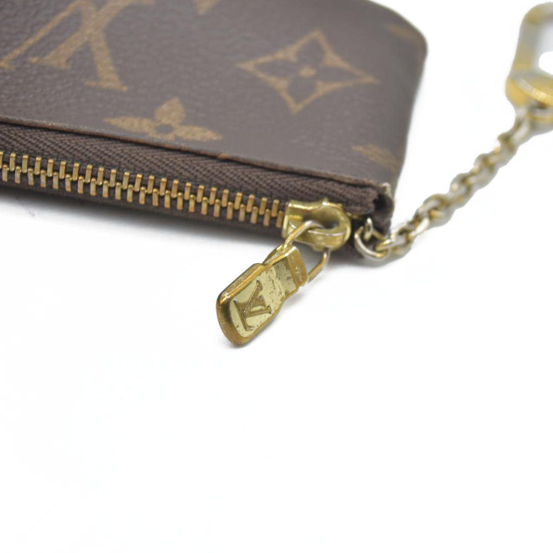 AUCTION $345 Louis Vuitton Monogram Pochette Cles Wallet Coin Purse Brown