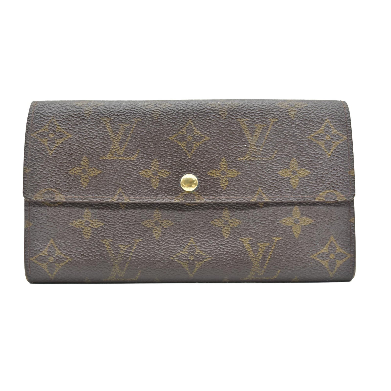 $775 Louis Vuitton Monogram Portefeiulle Sarah Long Bifold Wallet Brown CONSIGNMENT
