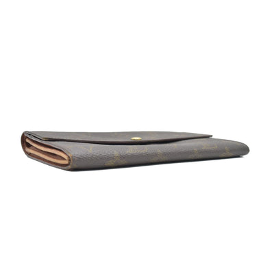 $775 Louis Vuitton Monogram Portefeiulle Sarah Long Bifold Wallet Brown CONSIGNMENT