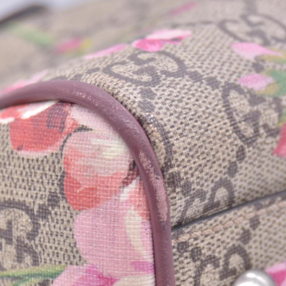 $1390 Gucci GG Supreme Monogram Blooms Small Boston Beige Multicolor Dry Rose CONSIGNMENT