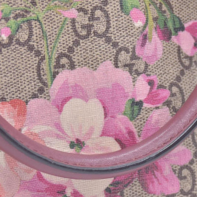 $1390 Gucci GG Supreme Monogram Blooms Small Boston Beige Multicolor Dry Rose CONSIGNMENT