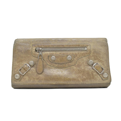 Balenciaga Agneau Classic Hardware Money Wallet Beige Nougatine CONSIGNMENT