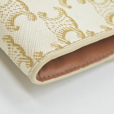 $690 Celine Triomphe Canvas Small Triomphe Wallet White CONSIGNMENT