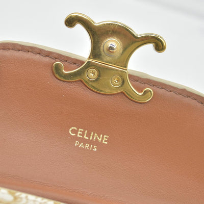 $690 Celine Triomphe Canvas Small Triomphe Wallet White CONSIGNMENT