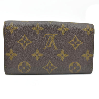 AUCTION $610 Louis Vuitton Monogram Porte Monnaie Zip Bifold Wallet Brown 8903AN