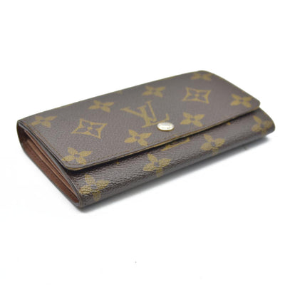 AUCTION $610 Louis Vuitton Monogram Porte Monnaie Zip Bifold Wallet Brown 8903AN