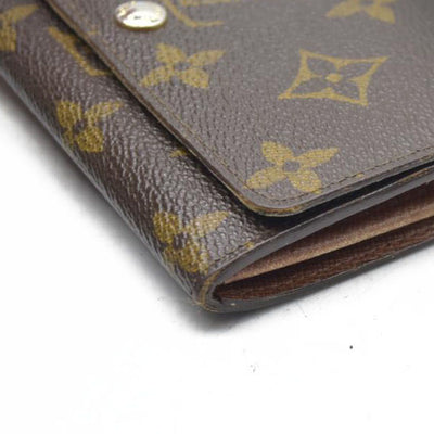 AUCTION $610 Louis Vuitton Monogram Porte Monnaie Zip Bifold Wallet Brown 8903AN