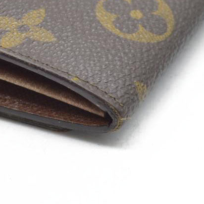 AUCTION $610 Louis Vuitton Monogram Porte Monnaie Zip Bifold Wallet Brown 8903AN