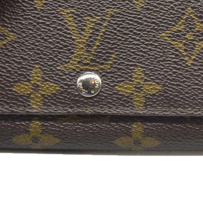 AUCTION $610 Louis Vuitton Monogram Porte Monnaie Zip Bifold Wallet Brown 8903AN
