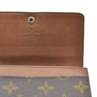 AUCTION $610 Louis Vuitton Monogram Porte Monnaie Zip Bifold Wallet Brown 8903AN