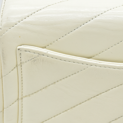 2016 $3400 Chanel Ivory Chevron Quilted Leather Paris-Seoul Coco Envelope Small Crossbody Bag