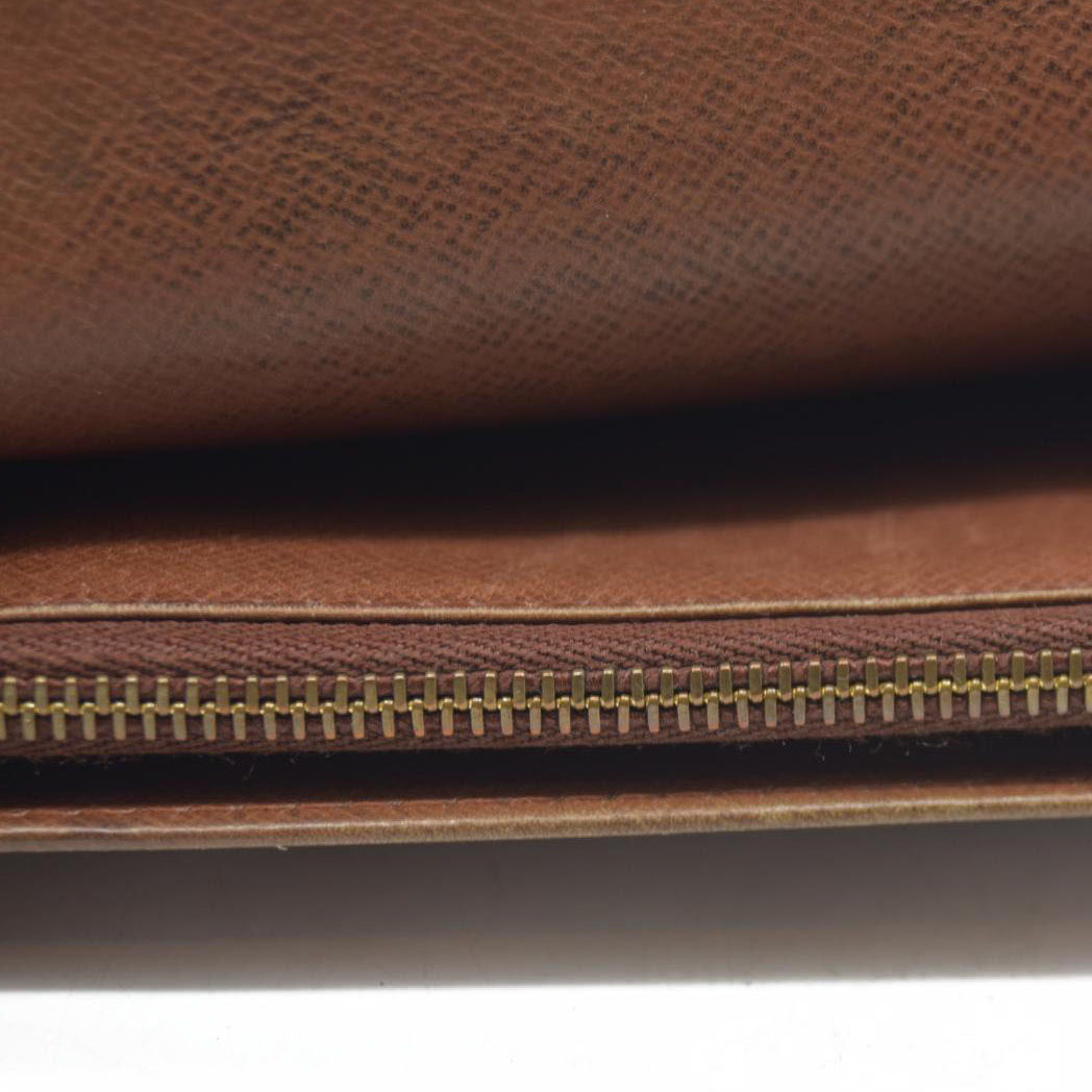 AUCTION $610 Louis Vuitton Monogram Porte Monnaie Zip Bifold Wallet Brown 8903AN