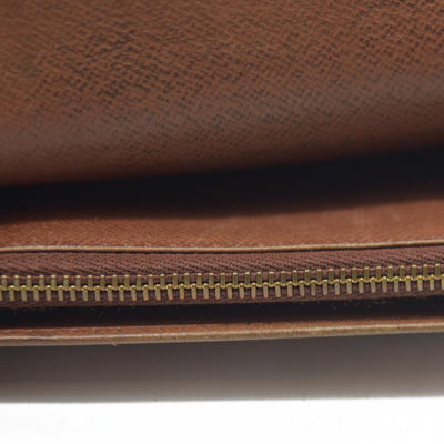 AUCTION $610 Louis Vuitton Monogram Porte Monnaie Zip Bifold Wallet Brown 8903AN