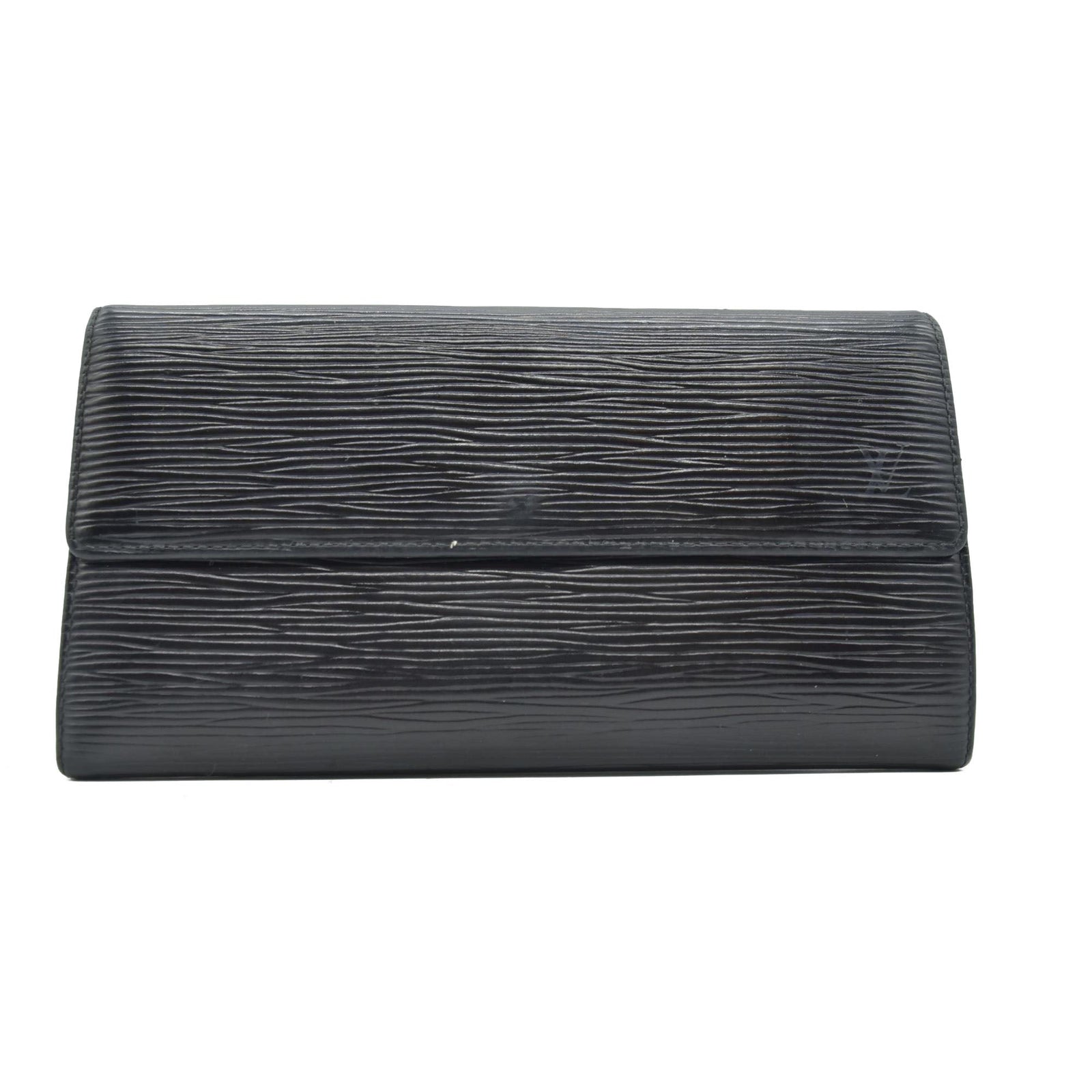 $805 Louis Vuitton DAMAGED Epi Sarah Wallet Black CONSIGNMENT