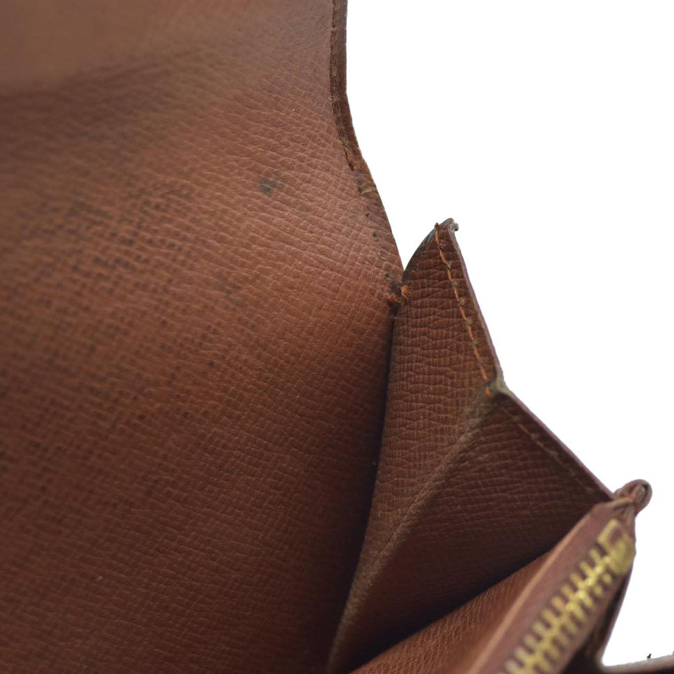 AUCTION $610 Louis Vuitton Monogram Porte Monnaie Zip Bifold Wallet Brown 8903AN