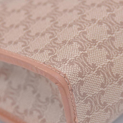 $550 CELINE Vintage Macadam Canvas Leather Trim Clutch Pouch Beige CONSIGNMENT 10021236