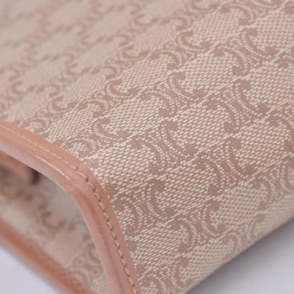 $550 CELINE Vintage Macadam Canvas Leather Trim Clutch Pouch Beige CONSIGNMENT 10021236