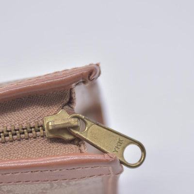 $550 CELINE Vintage Macadam Canvas Leather Trim Clutch Pouch Beige CONSIGNMENT 10021236
