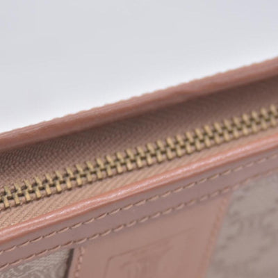 $550 CELINE Vintage Macadam Canvas Leather Trim Clutch Pouch Beige CONSIGNMENT 10021236