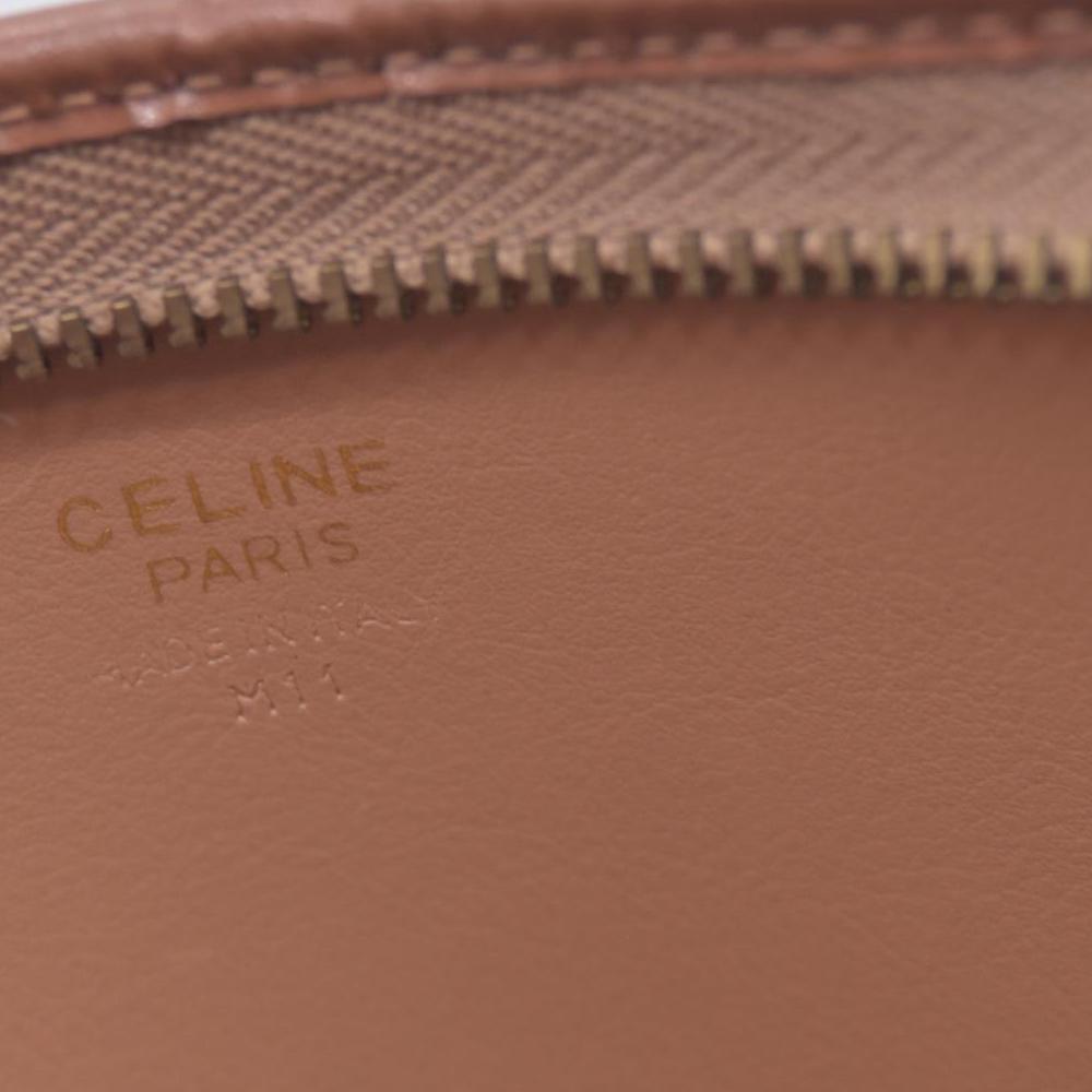 $550 CELINE Vintage Macadam Canvas Leather Trim Clutch Pouch Beige CONSIGNMENT 10021236