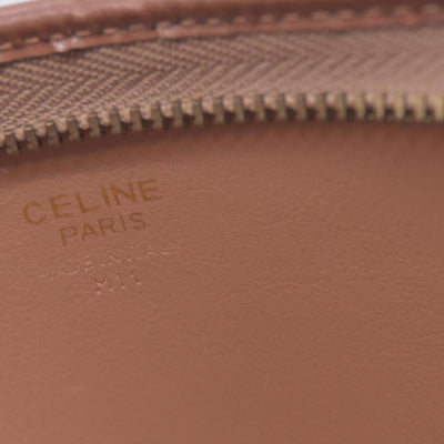 $550 CELINE Vintage Macadam Canvas Leather Trim Clutch Pouch Beige CONSIGNMENT 10021236