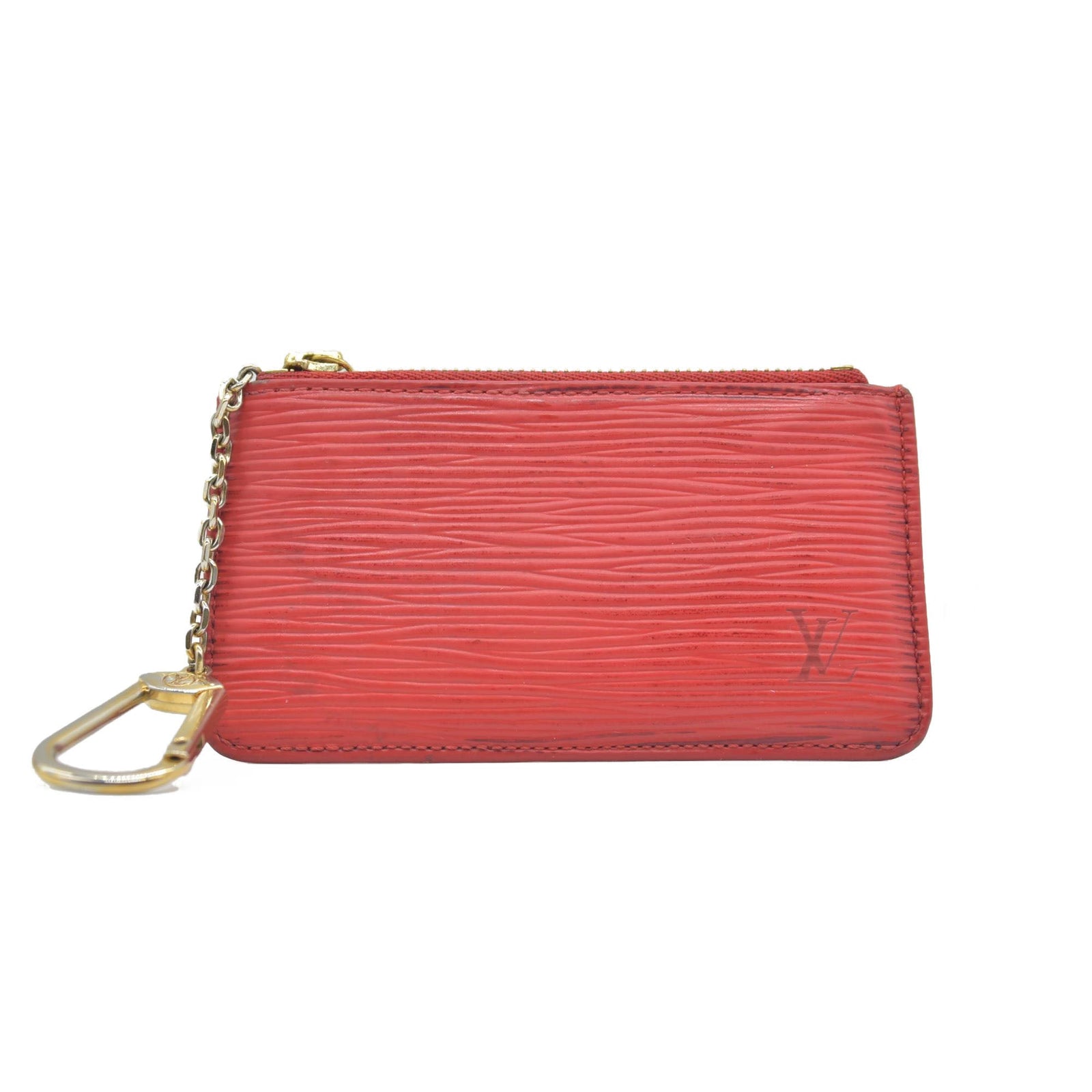 $430 Louis Vuitton Red Epi Leather Pochette Cles Key and Change Holder CONSIGNMENT