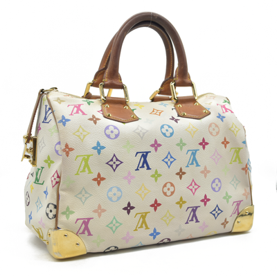 $3150 Louis Vuitton Monogram Multicolor Speedy 30 White 2004