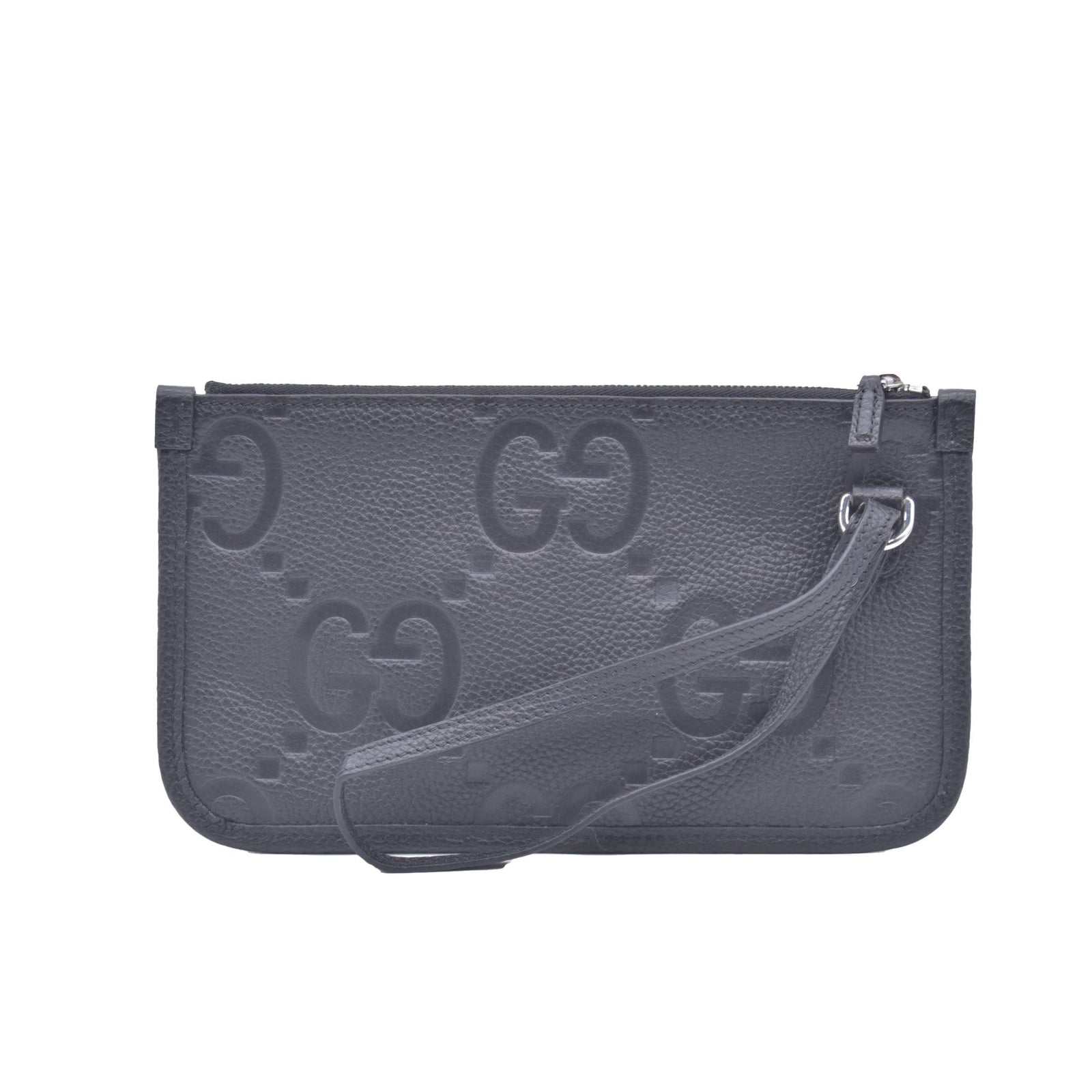 $1800 Gucci Medium Jumbo GG Pouch Black CONSIGNMENT