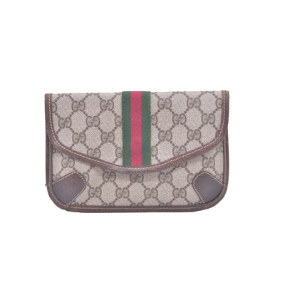 $680 Vintage Gucci Monogram Leather Clutch Bag CONSIGNMENT