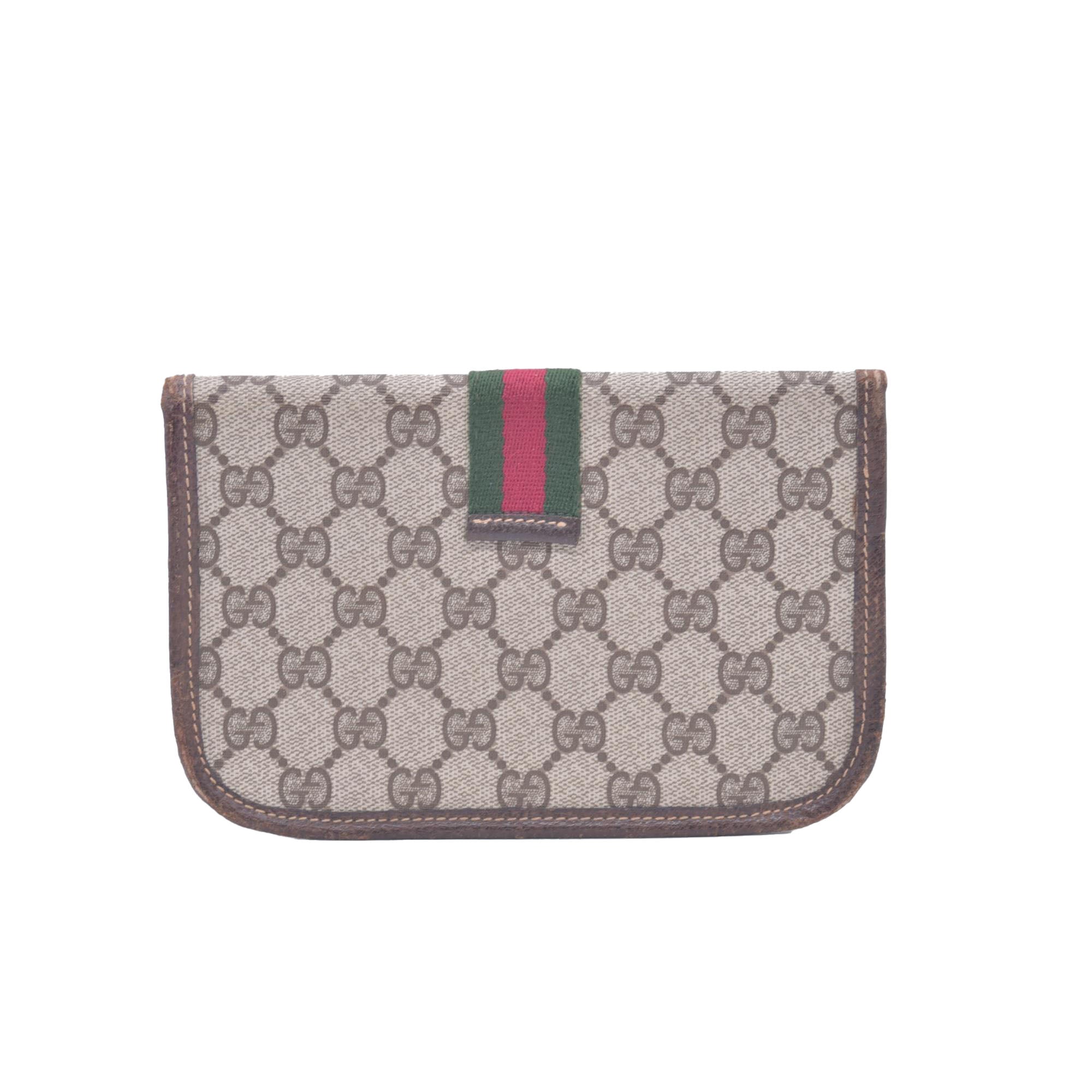 $680 Vintage Gucci Monogram Leather Clutch Bag CONSIGNMENT
