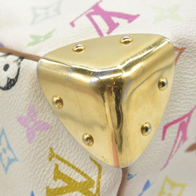 $3150 Louis Vuitton Monogram Multicolor Speedy 30 White 2004