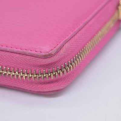 $800 Gucci Dollar Calfskin GG Marmont Zip Around Wallet Fuchsia CONSIGNMENT