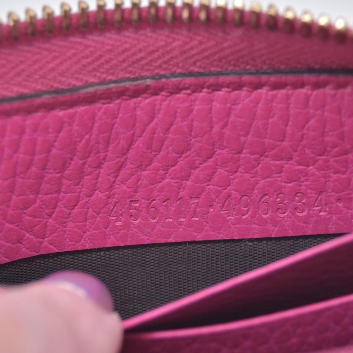 $800 Gucci Dollar Calfskin GG Marmont Zip Around Wallet Fuchsia CONSIGNMENT