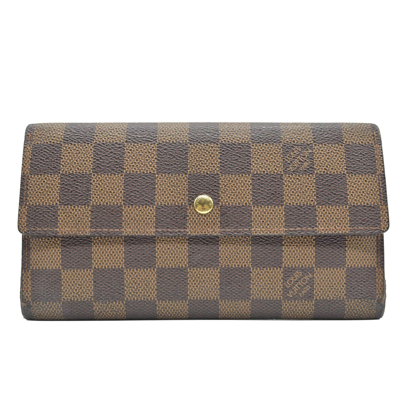 $775 2003 Louis Vuitton Damier Ebene Sarah Wallet CONSIGNMENT TH0063