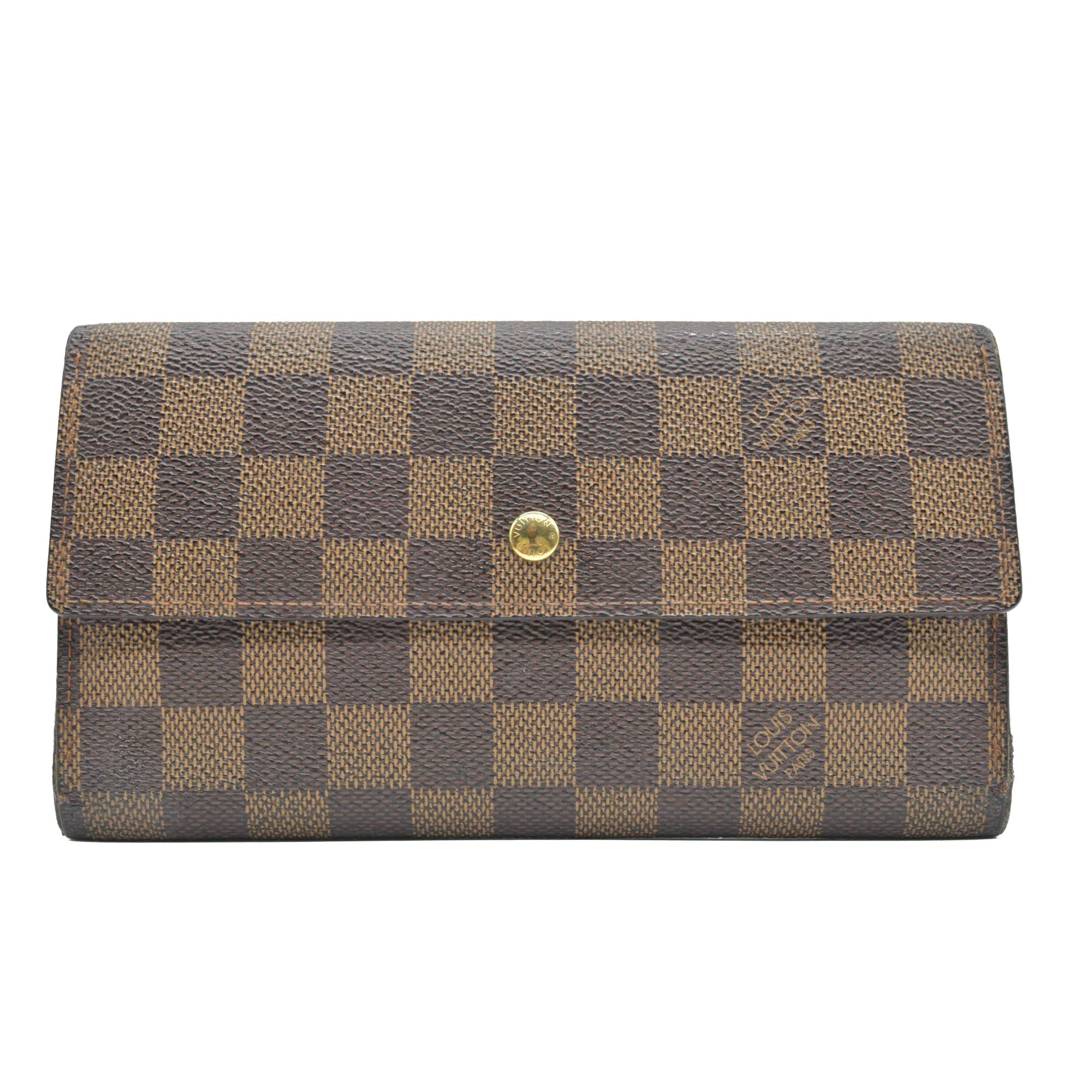 $775 2003 Louis Vuitton Damier Ebene Sarah Wallet CONSIGNMENT TH0063