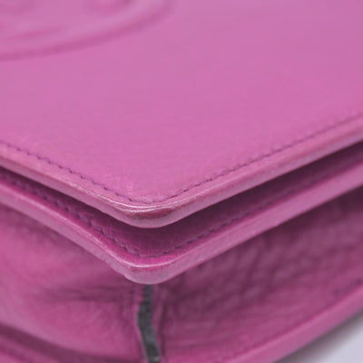 $850 Gucci Pebbled Calfskin Soho Wallet On Chain Fuchsia CONSIGNMENT