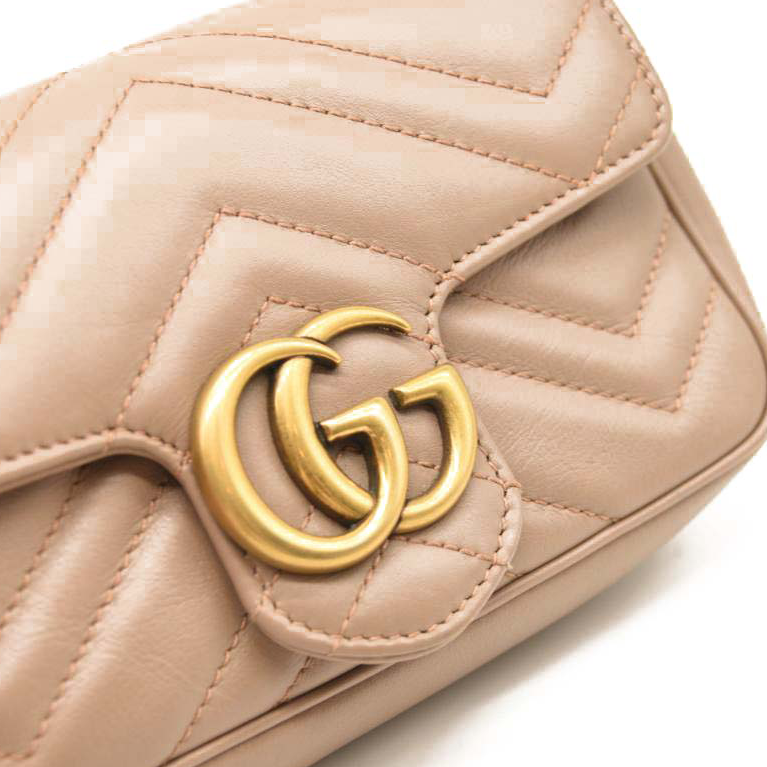 Gucci Calfskin Matelasse Super Mini GG Marmont Shoulder Bag