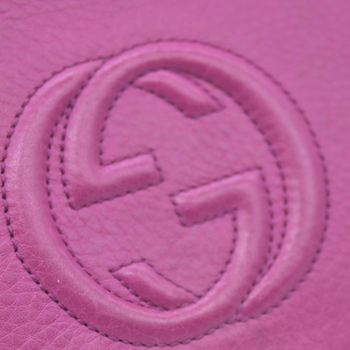 $850 Gucci Pebbled Calfskin Soho Wallet On Chain Fuchsia CONSIGNMENT