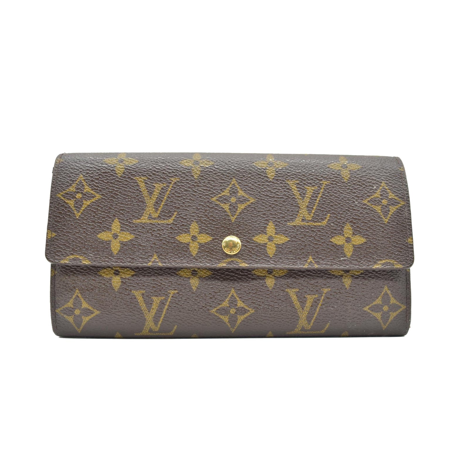 $775 Louis Vuitton Monogram Portefeiulle Sarah Long Bifold Wallet Brown CONSIGNMENT
